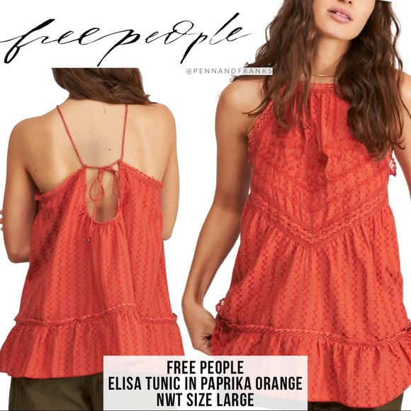 Free People Tops - Free People Elisa Orange Paprika Tunic NWT Large